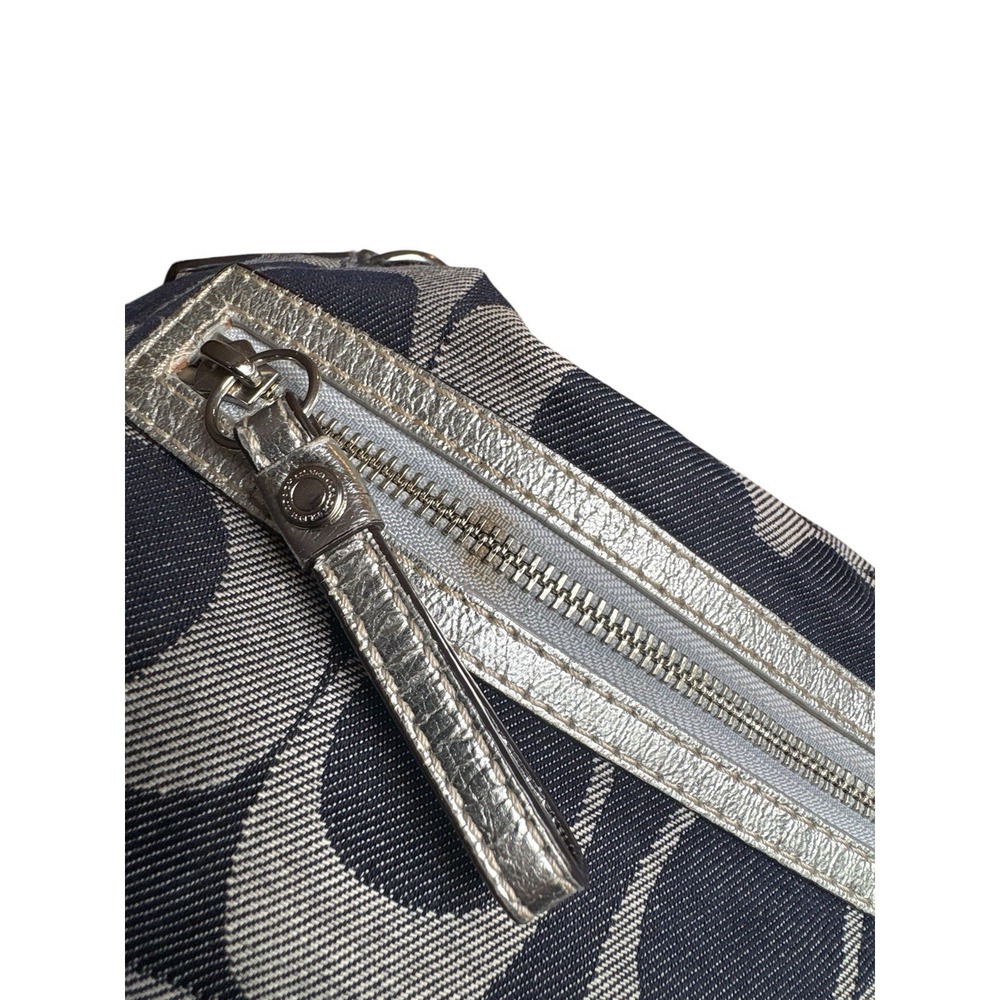 Vintage Y2K Coach Carly Signature Blue Denim Silver Stripe Hobo Satchel Purse - Picture 5 of 12